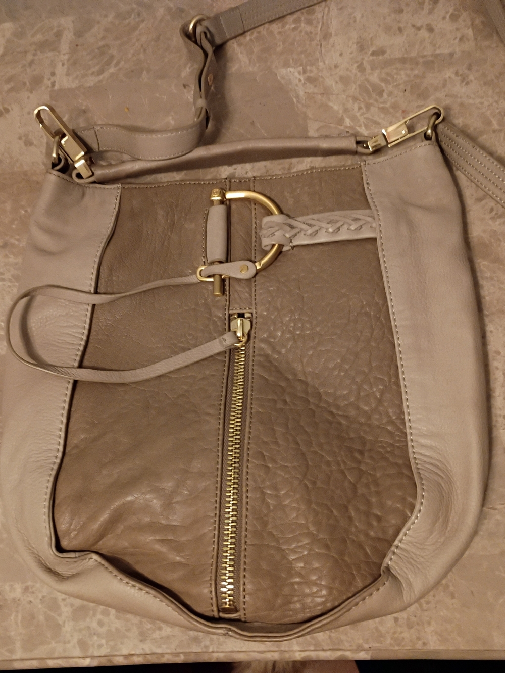 Leather Crossbody Bag in Taupe